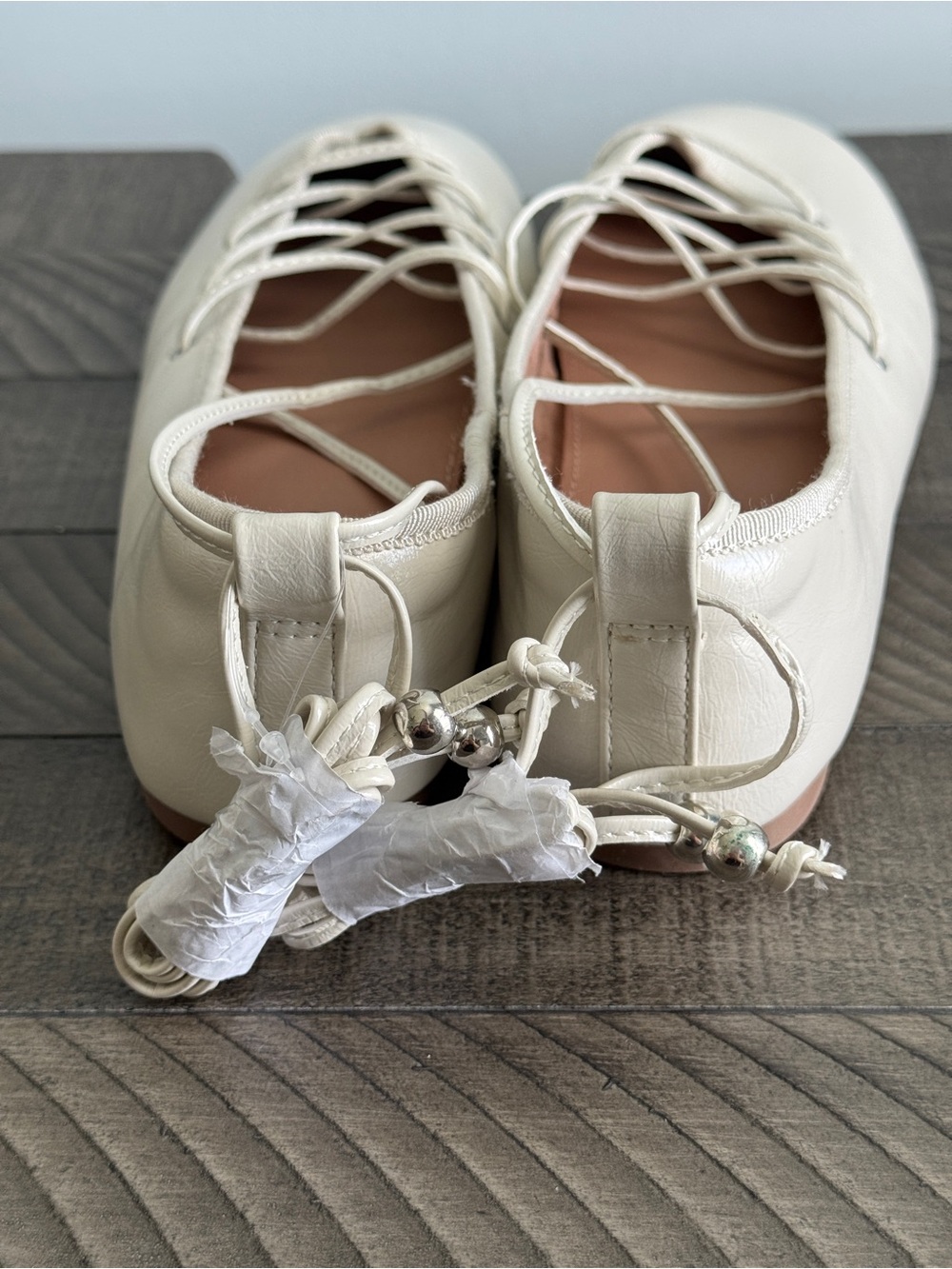 No Boundaries Sintetico Corset Ballet Flats Cream Women’s Size 8 NEW - Picture 4 of 9